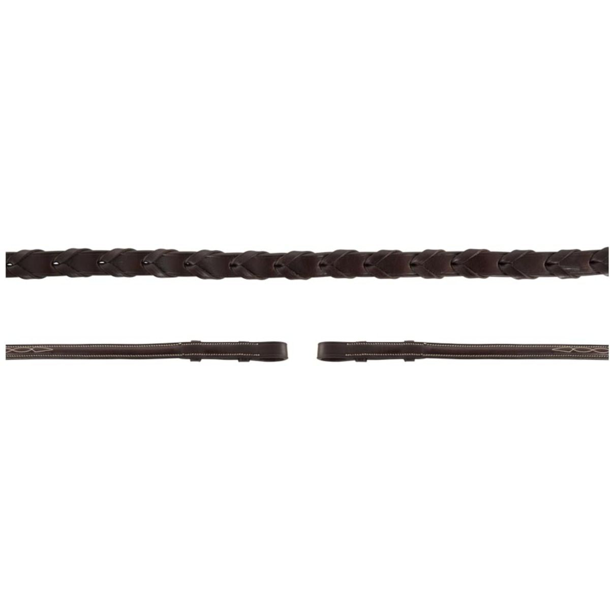 BR Riendas Hunter Trenzado Fancy Marron<>Plata<>Gris