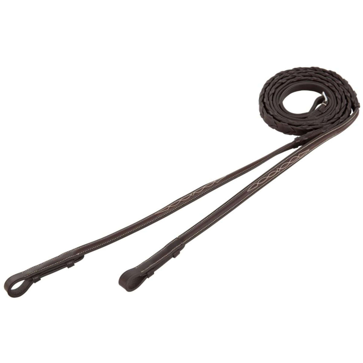 BR Riendas Hunter Trenzado Fancy Marron<>Plata<>Gris