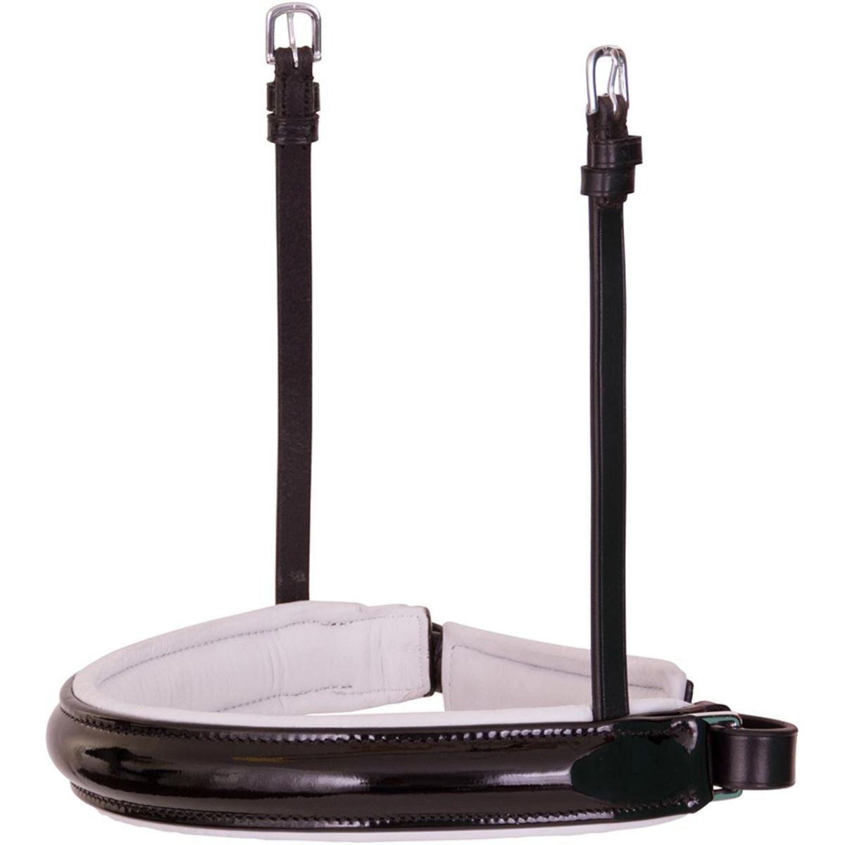 BR Cabezada Brida Doble Barniz Redonda Negro/Blanco