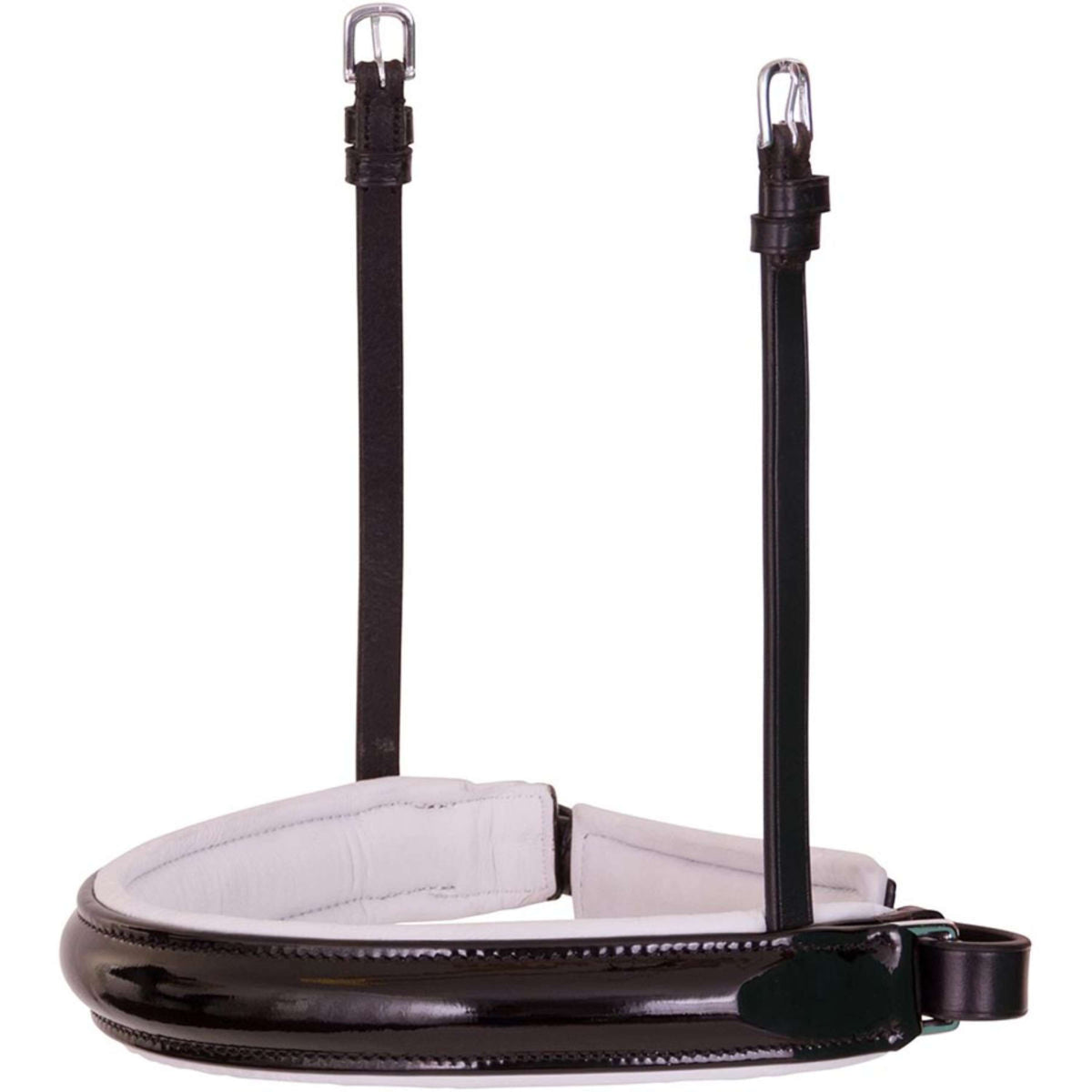 BR Cabezada Brida Doble Barniz Redonda Negro/Blanco