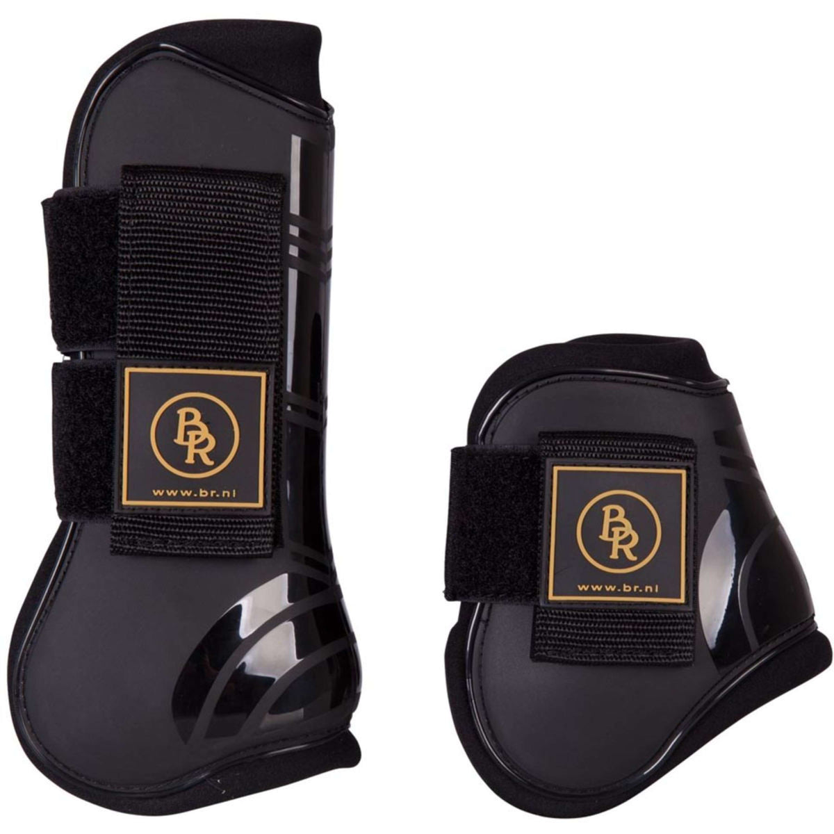 BR Botas para Tendón y Menudillo Spanish: & Protectores de menudillo Set Pro Tech PU Neopreno Negro
