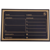 BR Placa de Establo Impresión de Oro Sintético Negro
