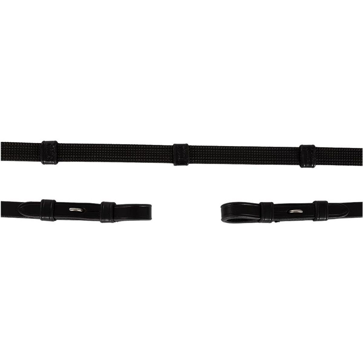 BR Riendas Caucho con topes Negro/Plata