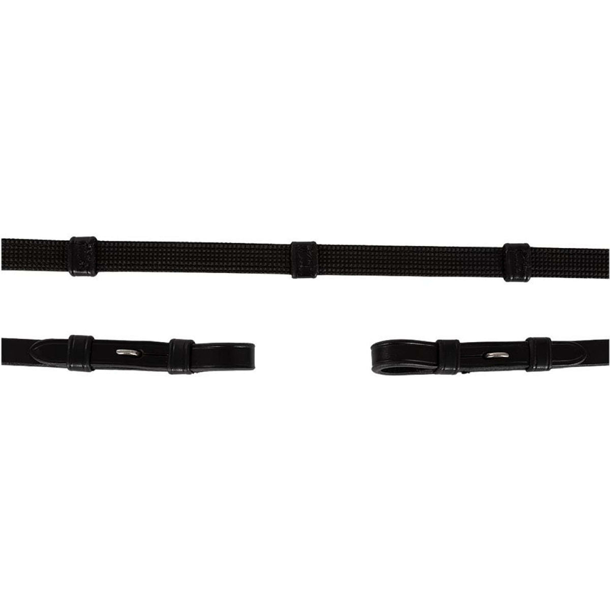 BR Riendas Caucho con topes Negro/Plata