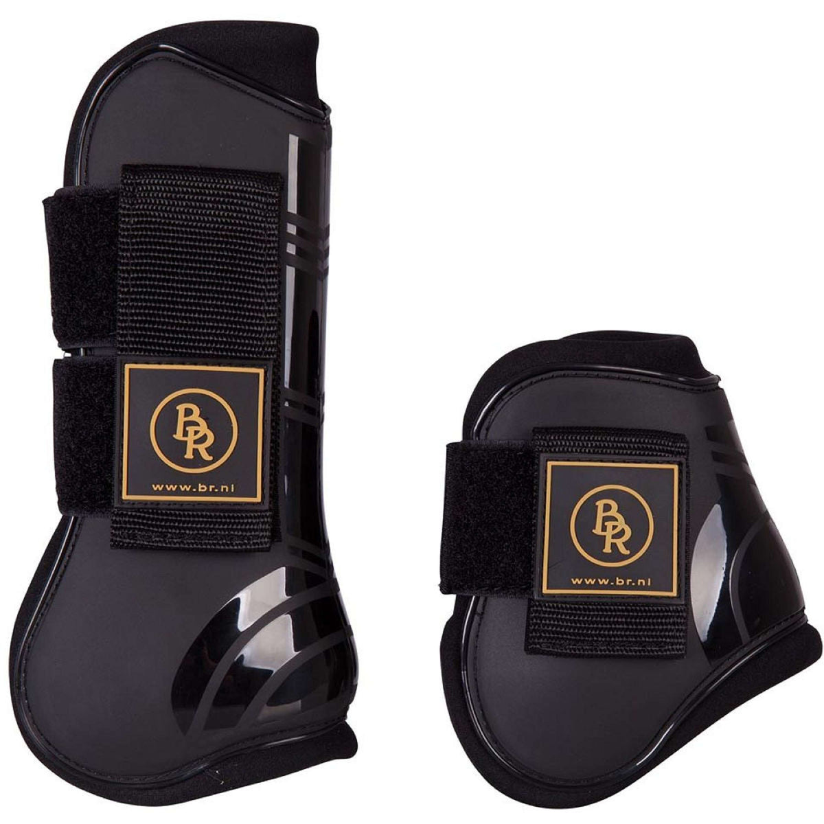 BR Juego de protectores para tendones y planchado Pro Tech Pu Neopreno Negro