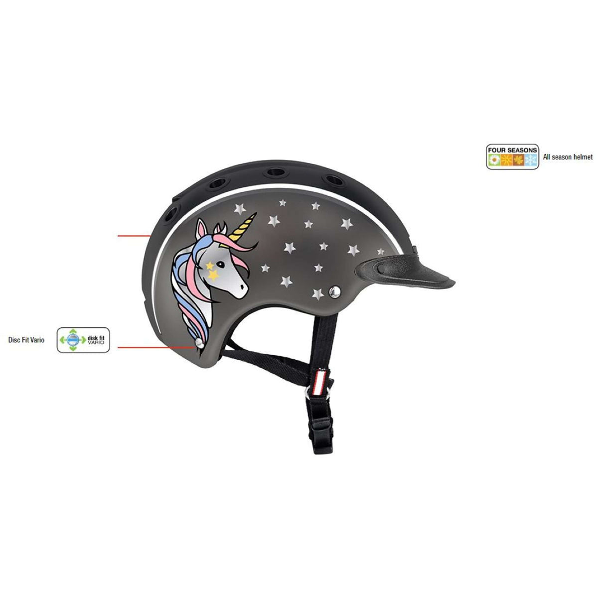 Casco Gorra Nori Negro/Gris/Unicornio