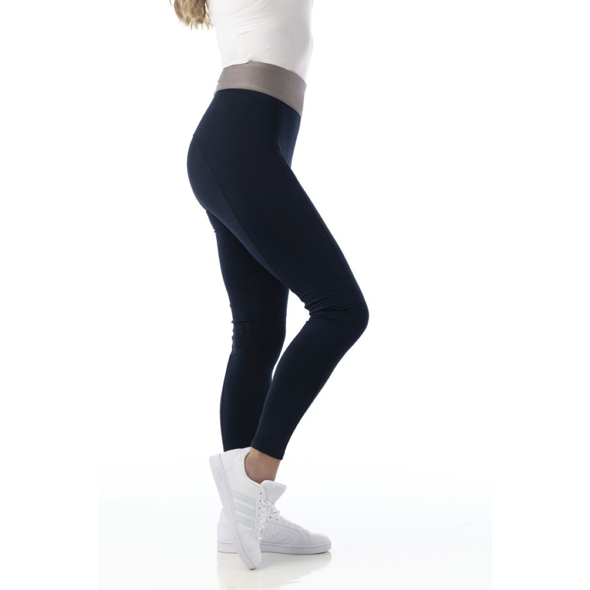 EQUITHÈME Legging de Equitación Tea Pull-On Rodilleras de Silicona Azul Marino/Gris