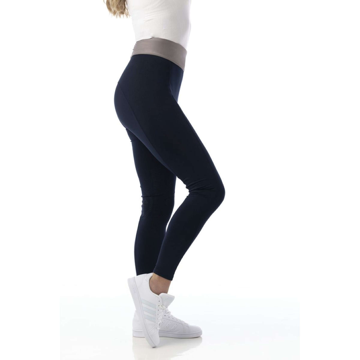 EQUITHÈME Legging de Equitación Tea Pull-On Rodilleras de Silicona Azul Marino/Gris