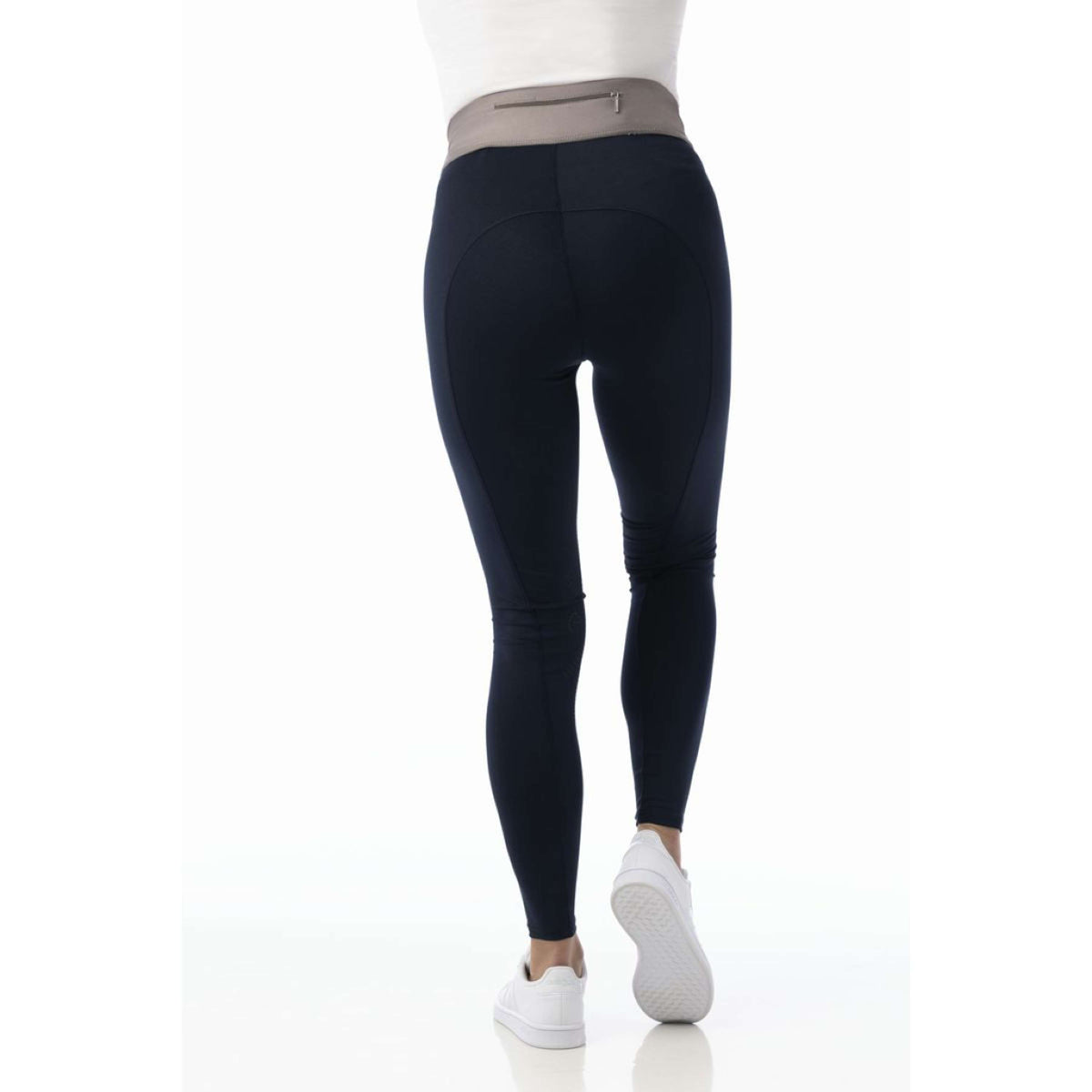 EQUITHÈME Legging de Equitación Tea Pull-On Rodilleras de Silicona Azul Marino/Gris