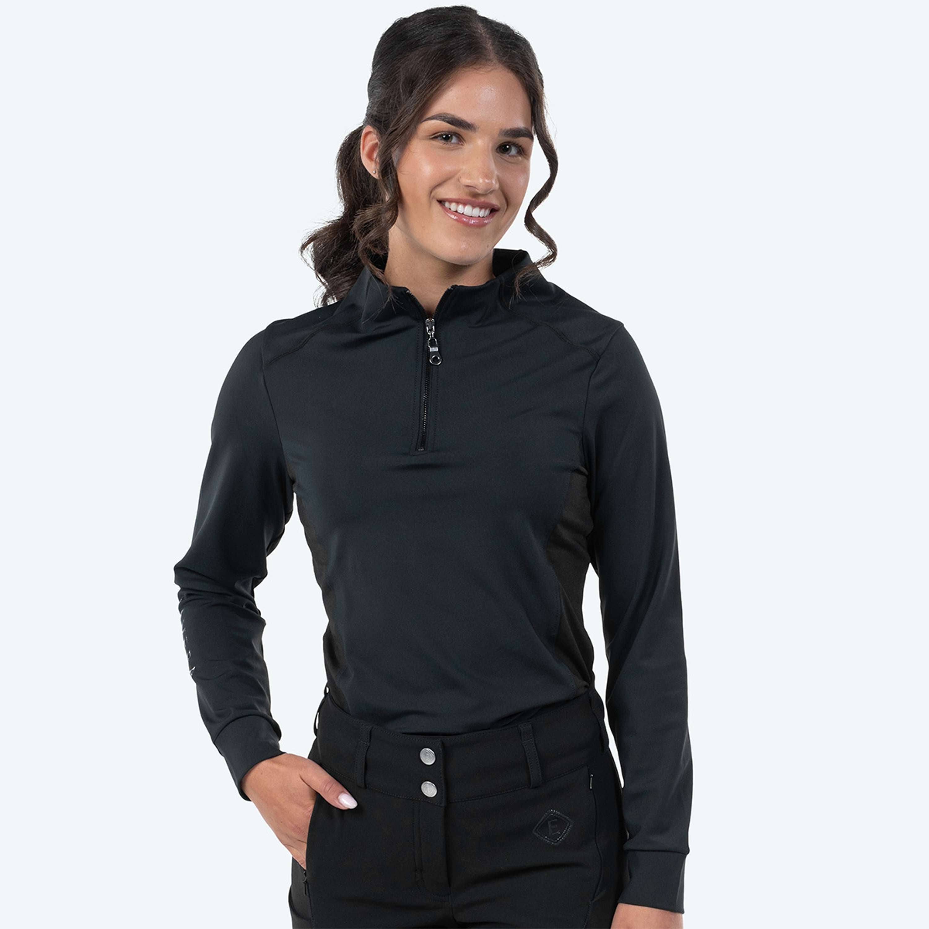 Elvera Equestrian Camiseta de entrenamiento EEMexa Manga Larga Negro