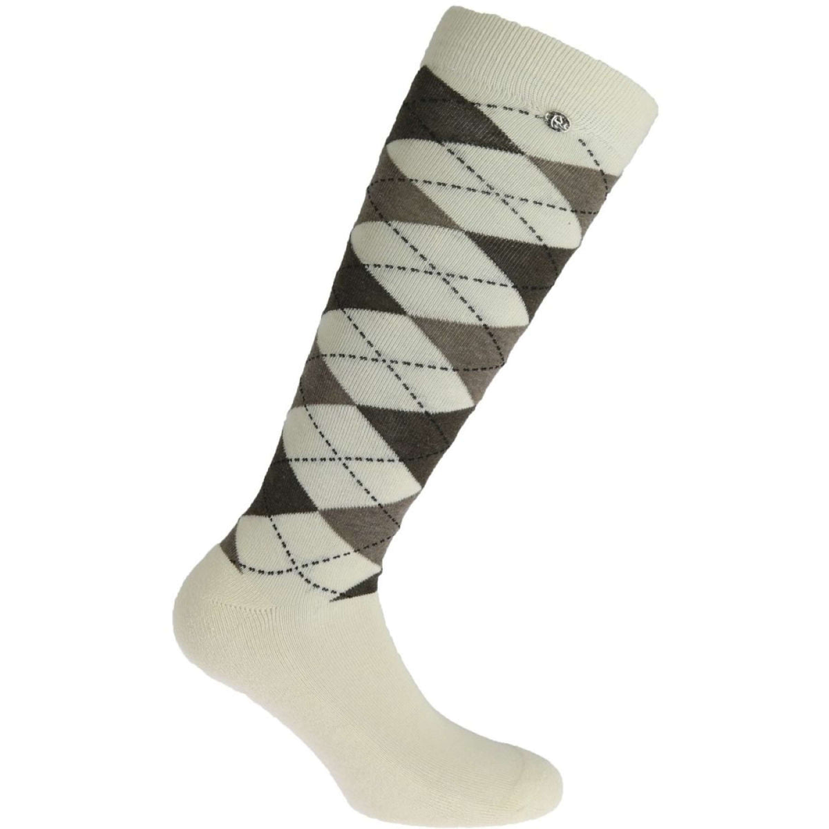 EQUITHÈME Calcetines de Equitación Argyle Ecru/Taupe