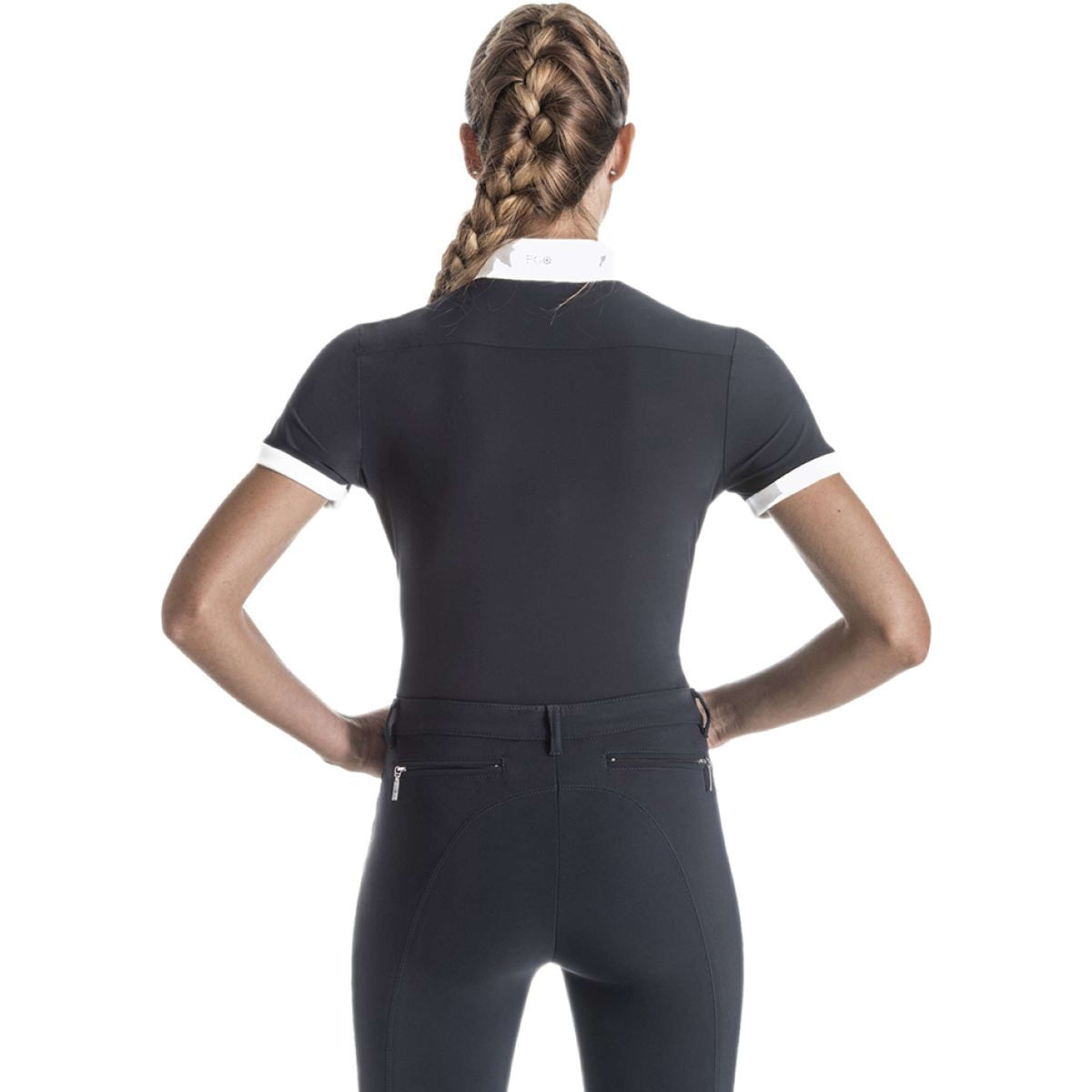 Ego7 Camiseta de Competición Polo Mangas Cortas Negro/Blanco