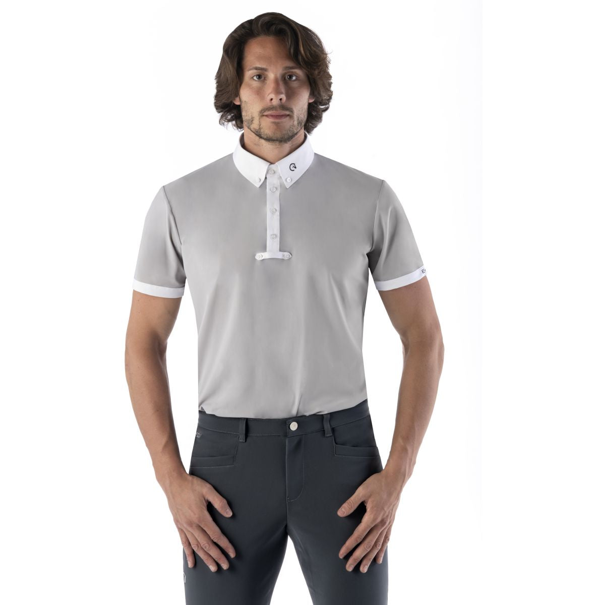 Ego7 Camiseta de Competición Mangas Cortas Hombre Gris Hielo Blanco