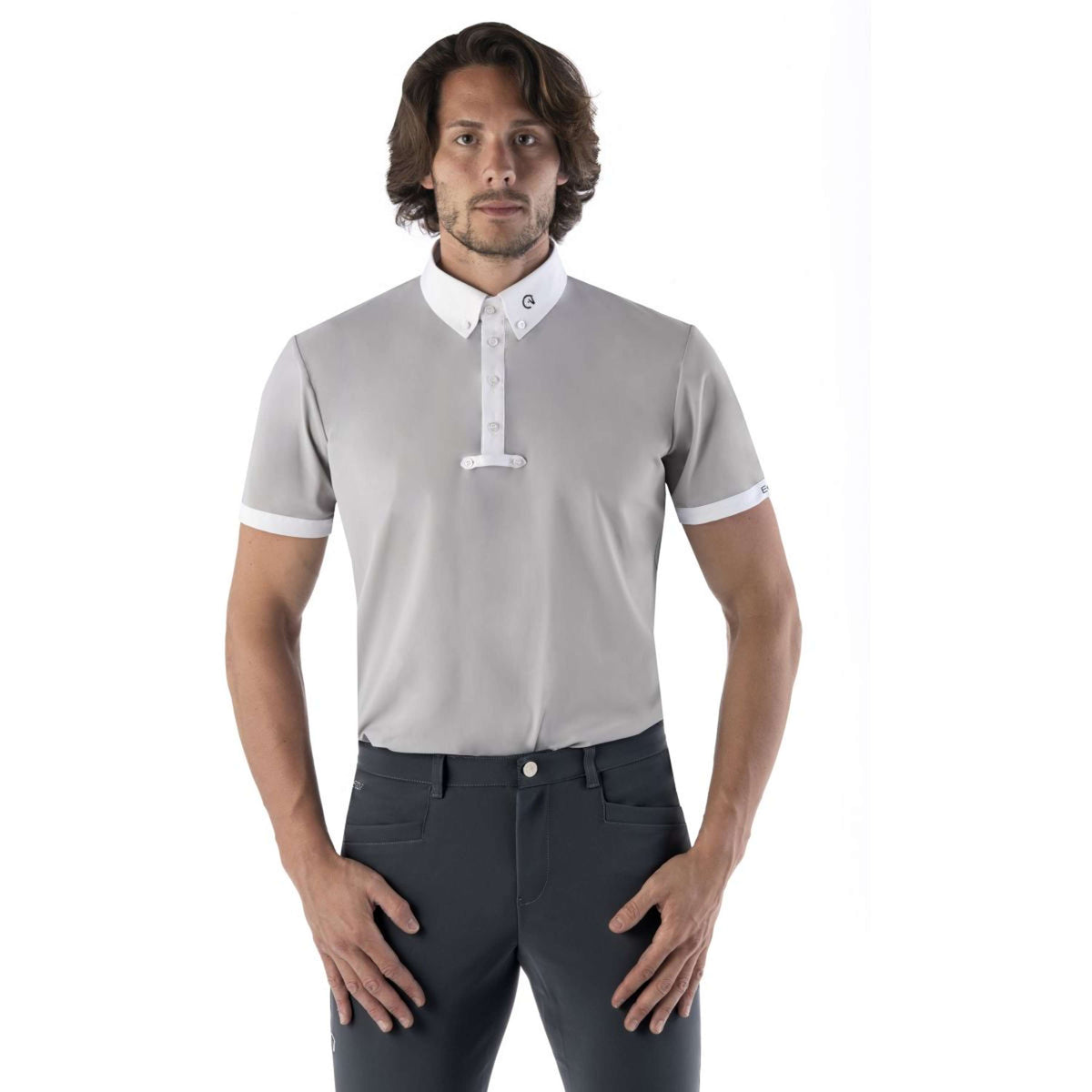Ego7 Camiseta de Competición Mangas Cortas Hombre Gris Hielo Blanco