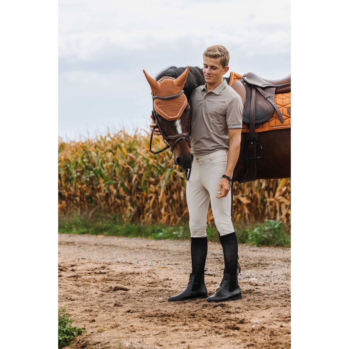 EQUITHÈME Pantalón de Equitación Sam Agarre de rodilla Hombre Beige