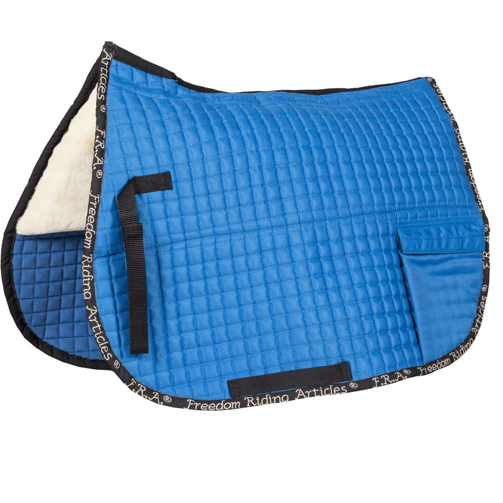 F.R.A. Manta de silla Unica con Bolsas para Silla de Montar Sin Árbol Azul