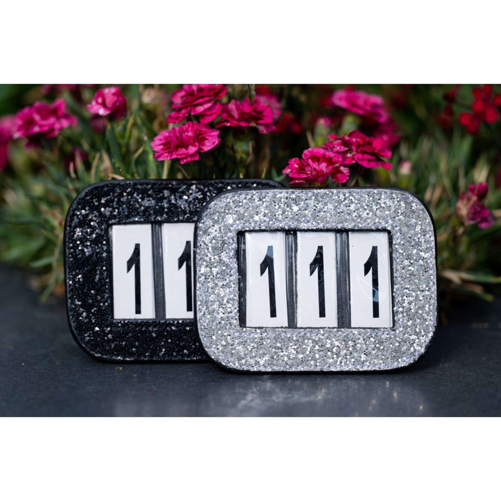 HB Números de Brida Glitter Negro Gris