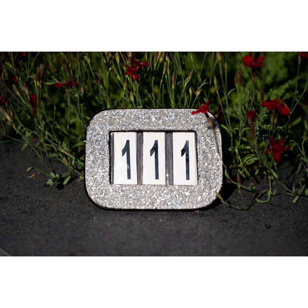 HB Números de Brida Glitter Negro Gris