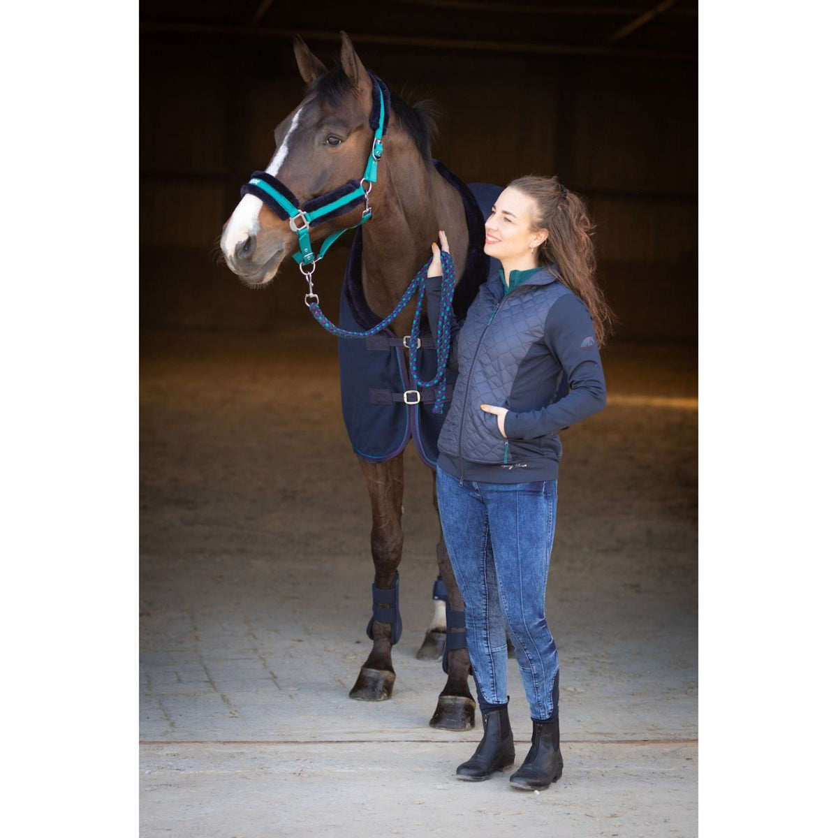 Harry's Horse Pantalones Just Ride Lavender Denim Full Grip Navy