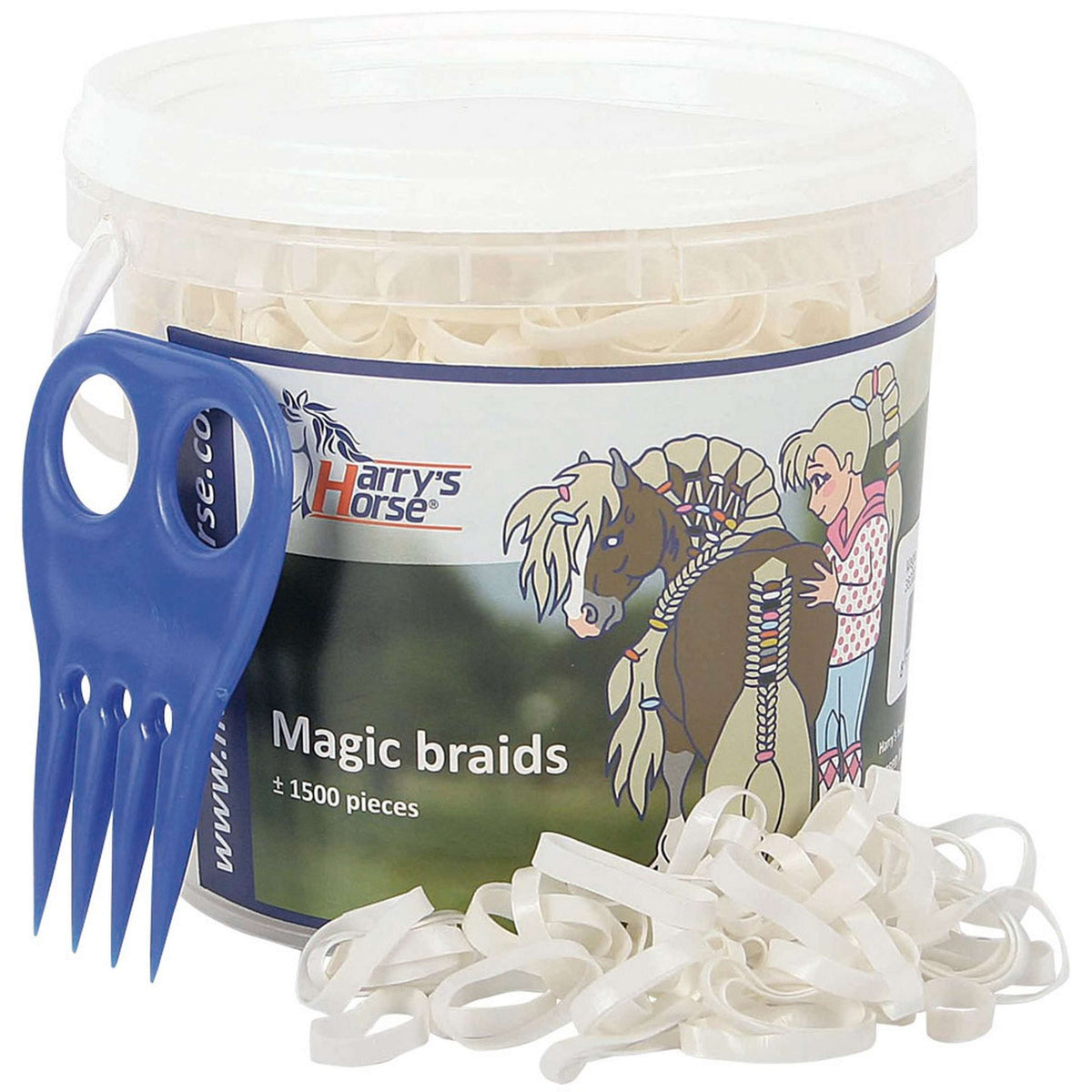 Harry's Horse Bandas Elásticas Magic Braids Tarro Blanco