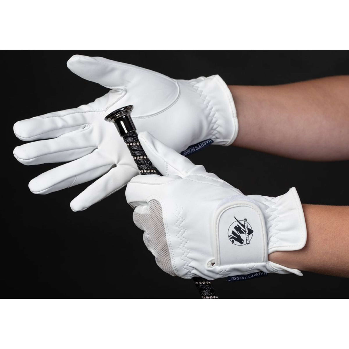 Harry's Horse Guantes de Equitación Domy Suede Mesh Blanco