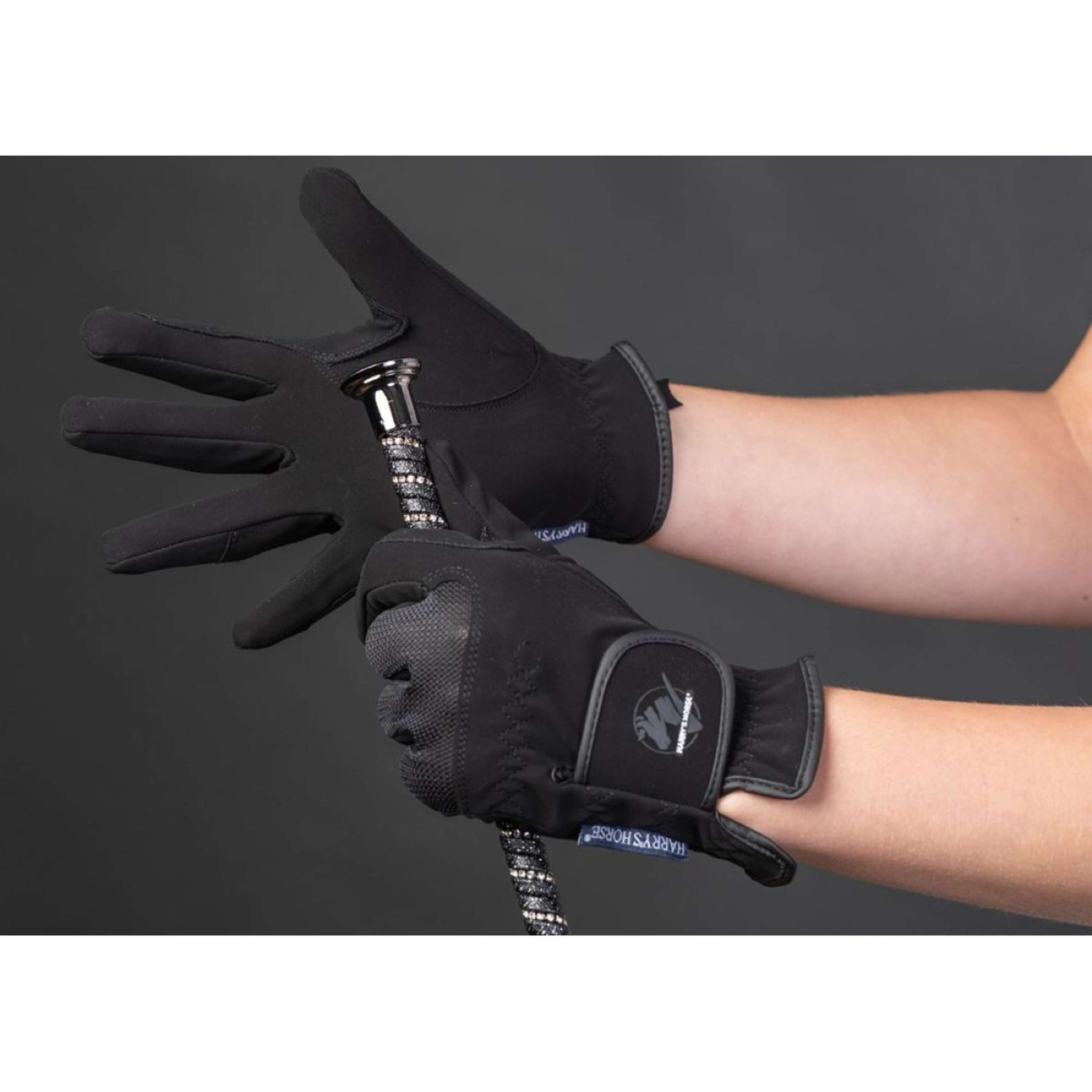 Harry's Horse Guantes de Equitación Domy Suede Mesh Negro