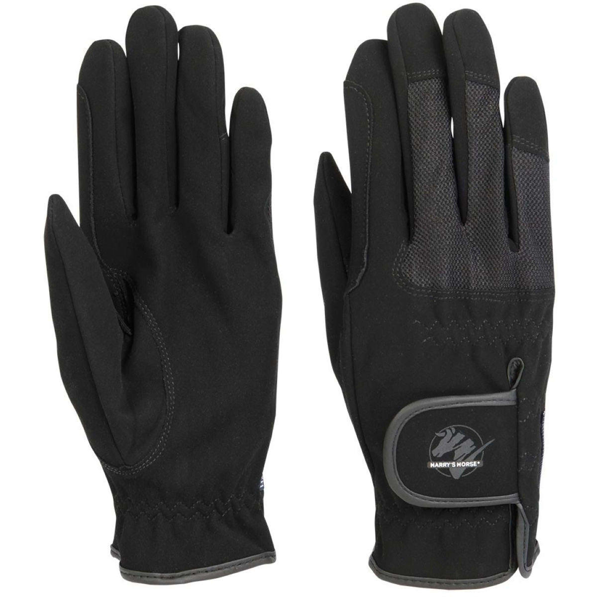 Harry's Horse Guantes de Equitación Domy Suede Mesh Negro