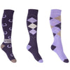 HKM Calcetines de Equitación Cardiff Juego de 3 Morado