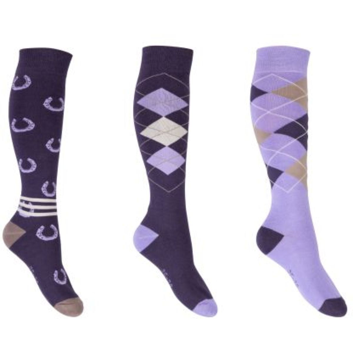 HKM Calcetines de Equitación Cardiff Juego de 3 Morado