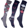 HKM Calcetines de Equitación Cardiff Set de 3 Azul Oscuro/Rojo