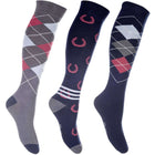 HKM Calcetines de Equitación Cardiff Set de 3 Azul Oscuro/Rojo