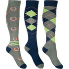HKM Calcetines de Equitación Cardiff Juego de 3 Azul Marino/Verde Oliva