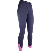 HKM Pantalón de Equitación Kate Rodilla de Silicona Azul oscuro