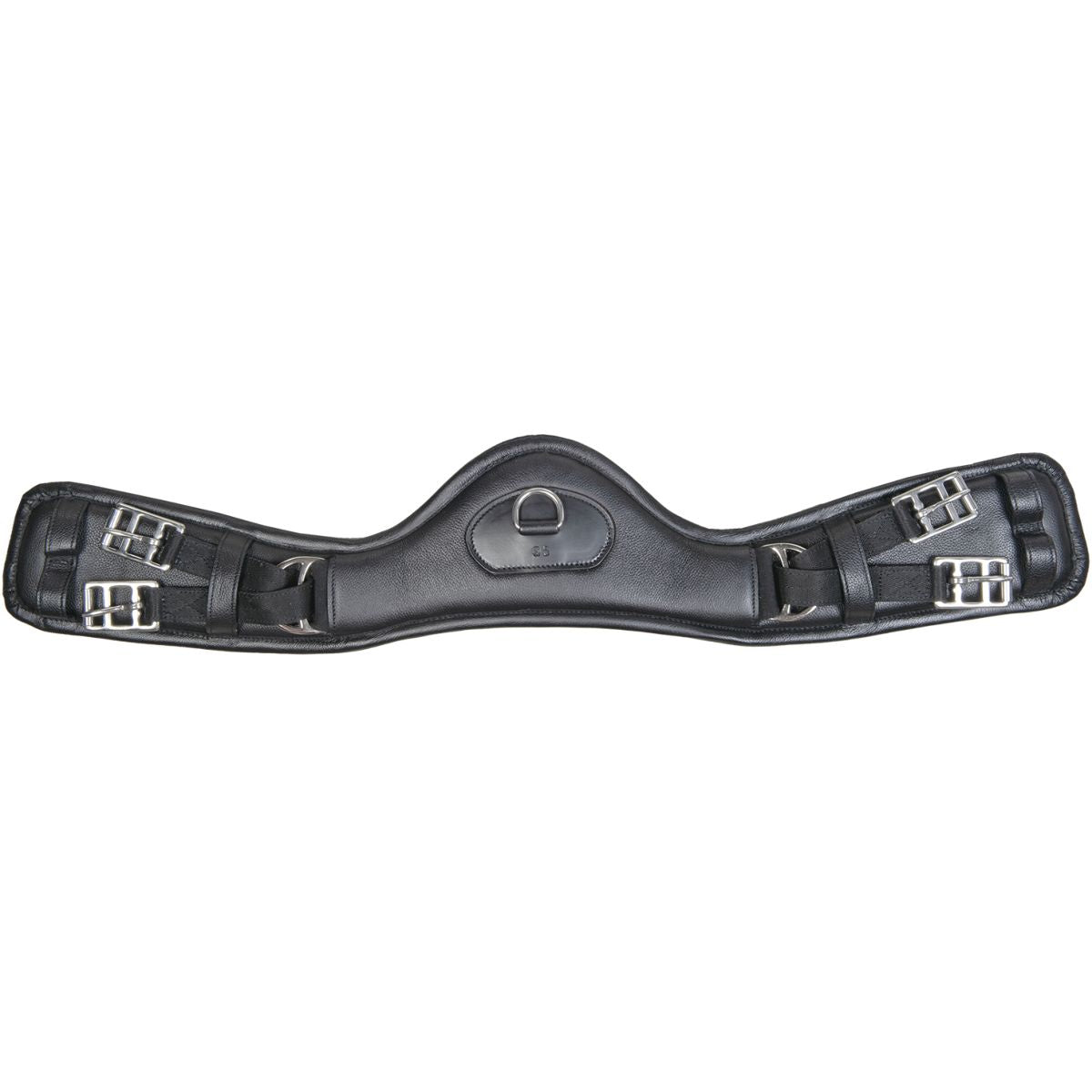 HKM Cincha de Cuero Dressage Anatomic sin elástico Negro