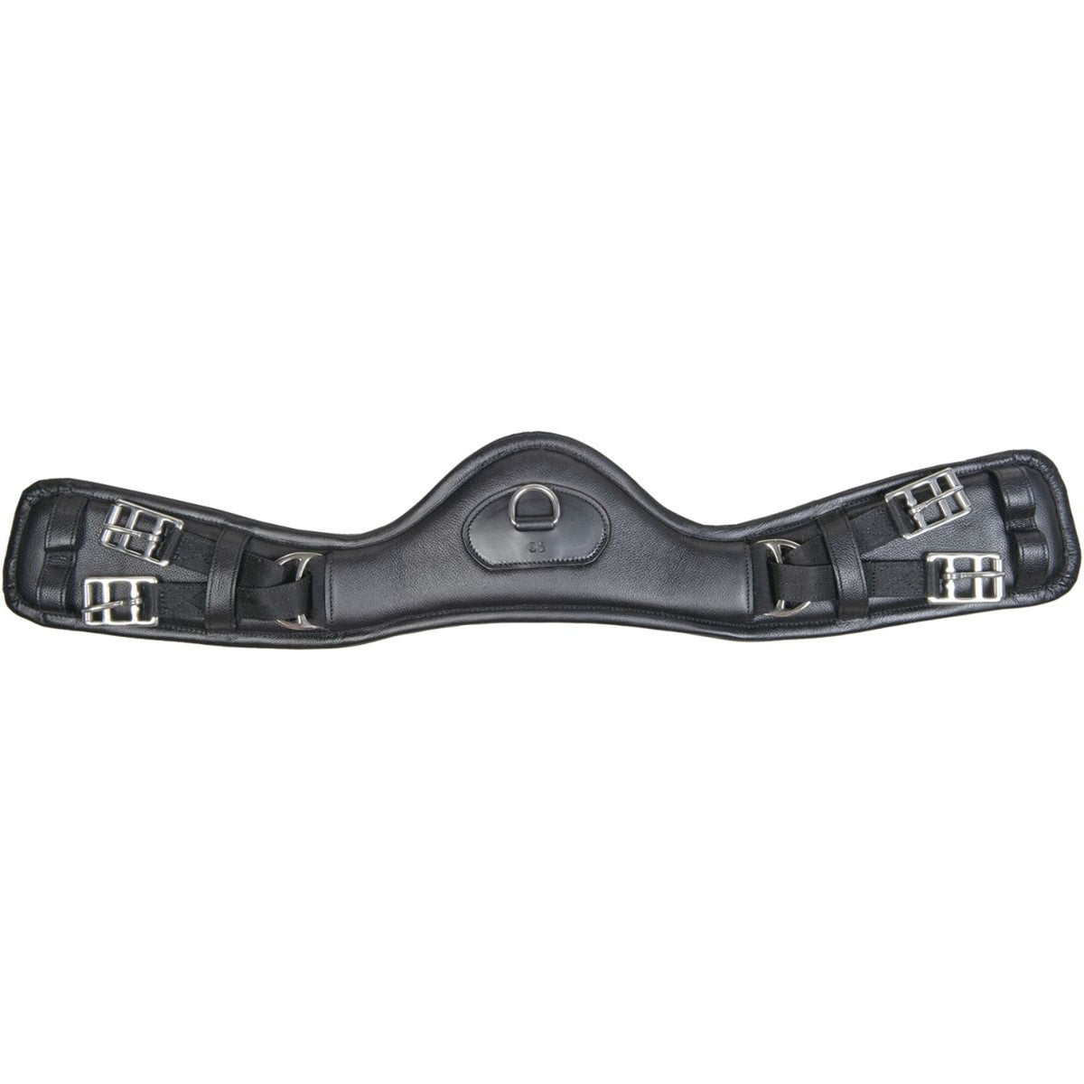 HKM Cincha de Cuero Dressage Anatomic sin elástico Negro