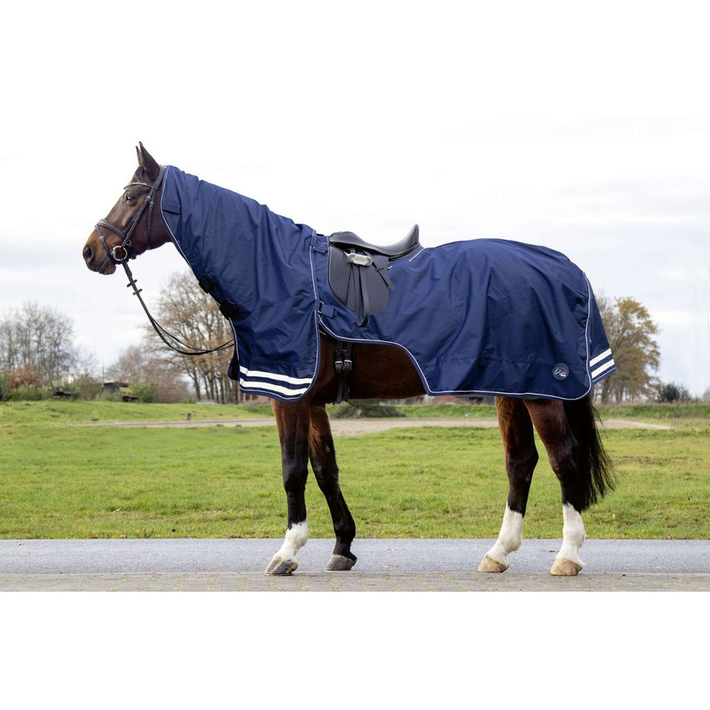 HKM Manta de ejercicio con Cuello Desmontable Azul oscuro