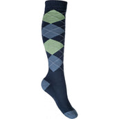 HKM Calcetines de Equitación Karo Warming Up Azul denim a cuadros
