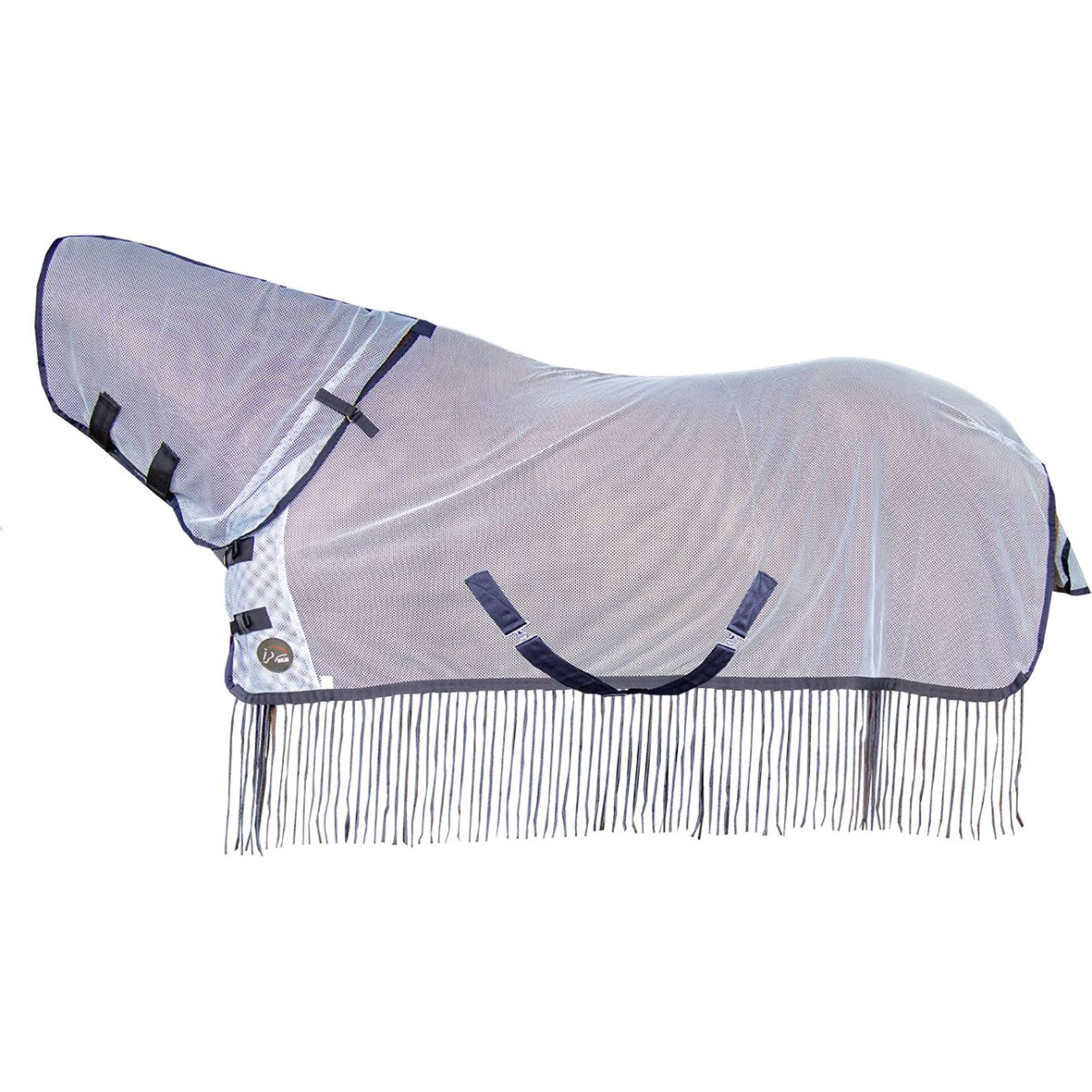 HKM Manta Antimoscas Fringes Cuello Desmontable Plata<>Gris HKM Manta Antimoscas Fringes Cuello Desmontable Plata<>Gris