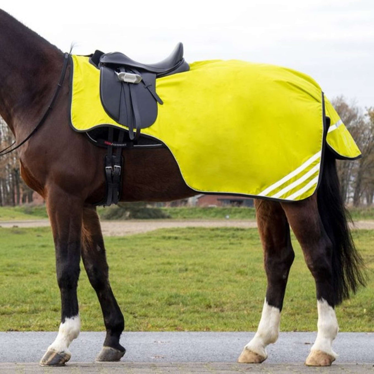 HKM Manta de ejercicio Reflective con Forro Polar Amarillo Neon