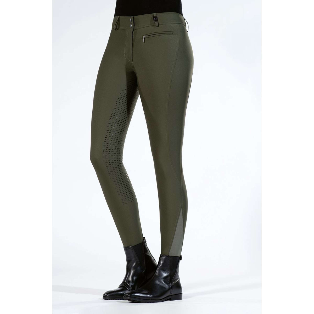 HKM Pantalón de Equitación Lea Silicon Full Grip Verde Oscuro