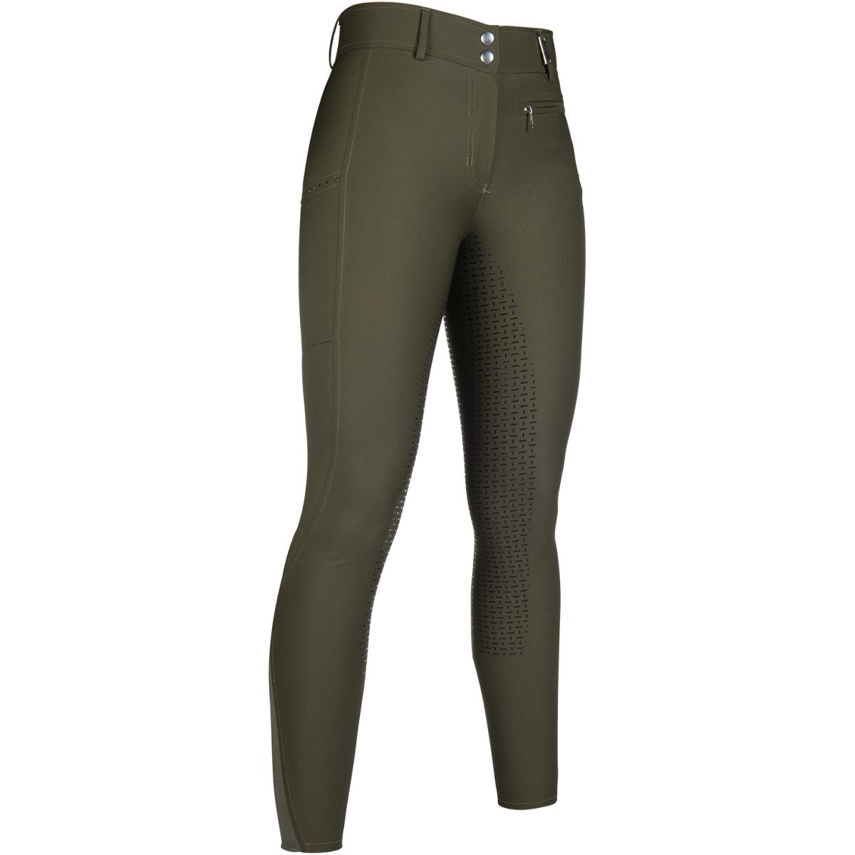HKM Pantalón de Equitación Lea Silicon Full Grip Verde Oscuro