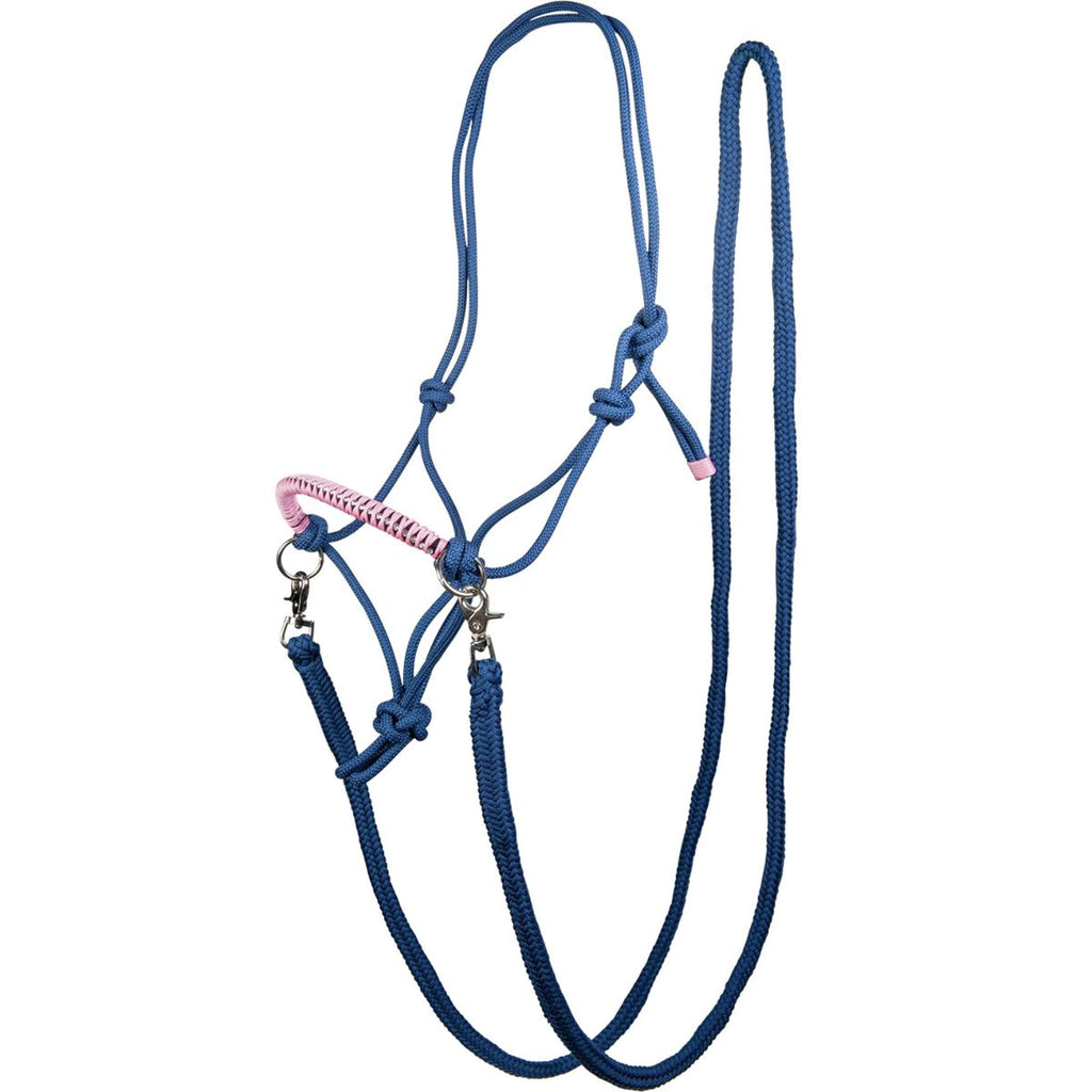 HKM Cabestro de Cuerda Strass Deko con Riendas Azul/Rosa