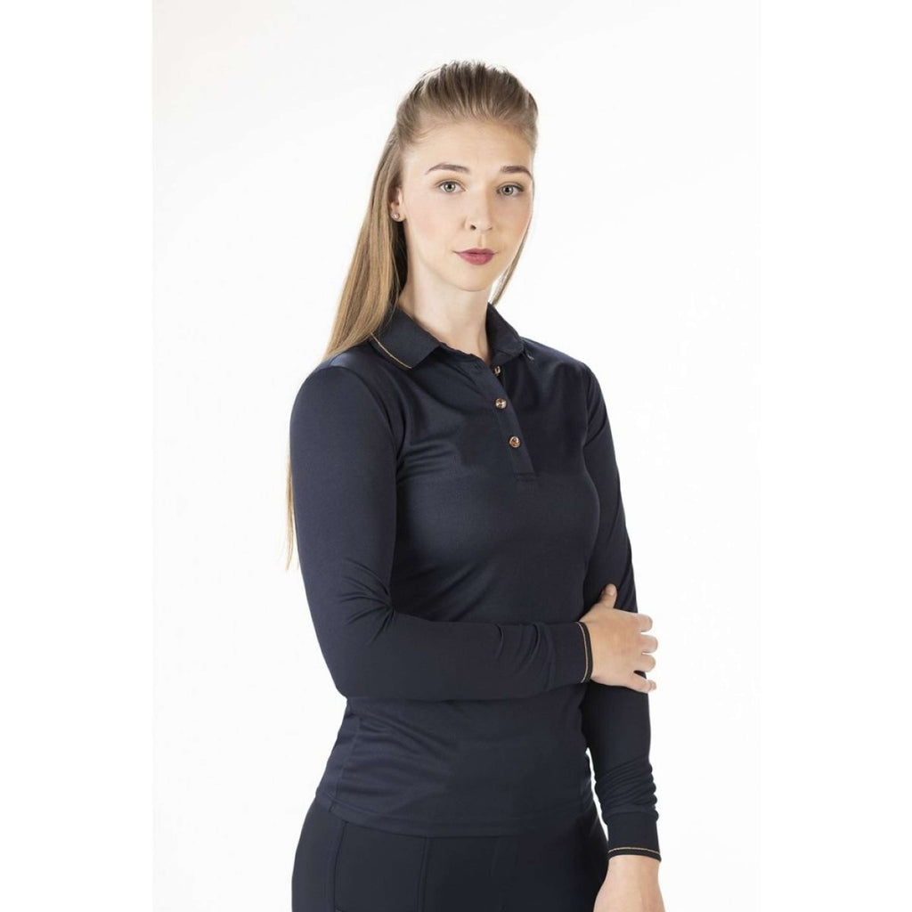 HKM Poloshirt Rosegold Glamour Longsleeve Azul Oscuro/Oro Rosa