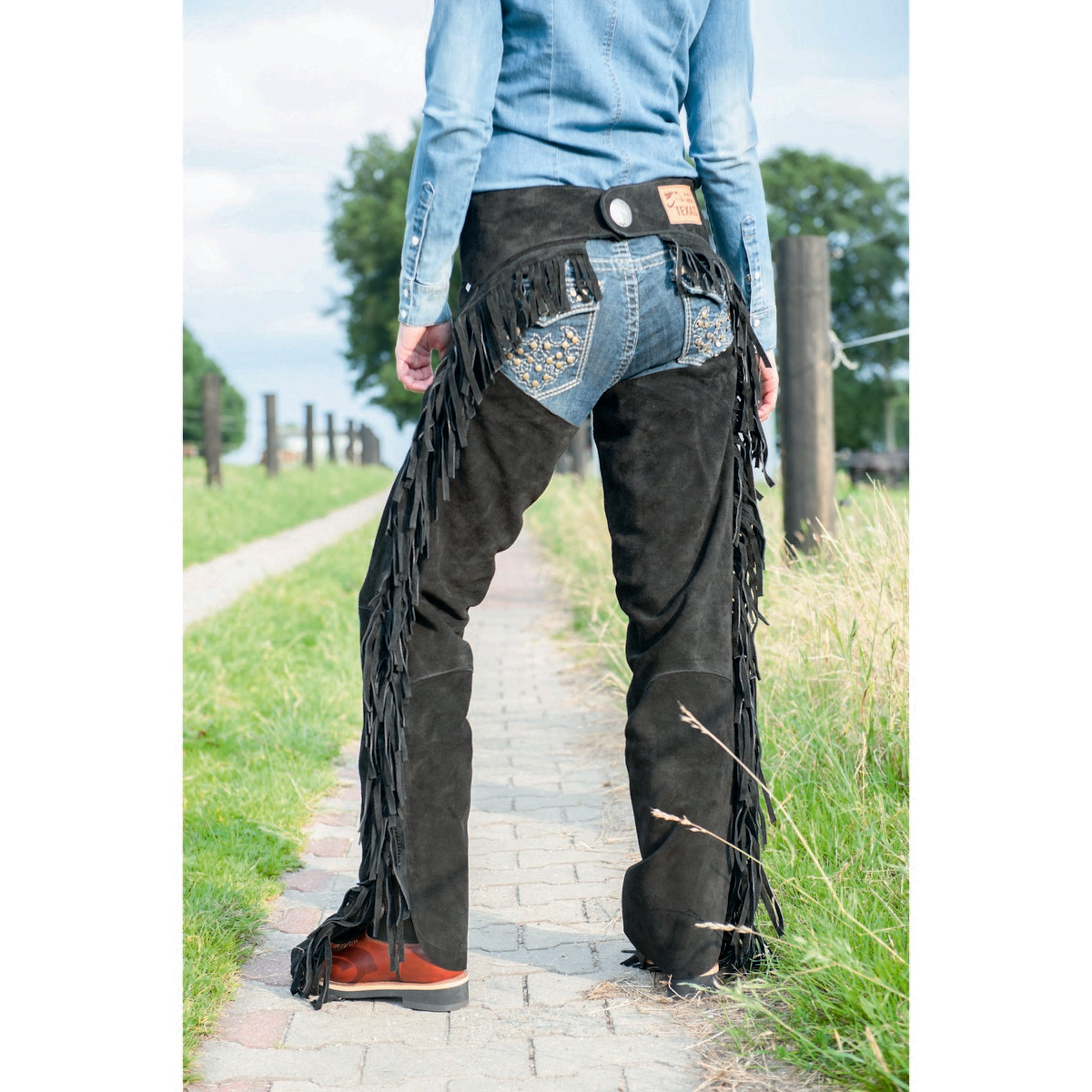 HKM Showchaps con Flecos Negro