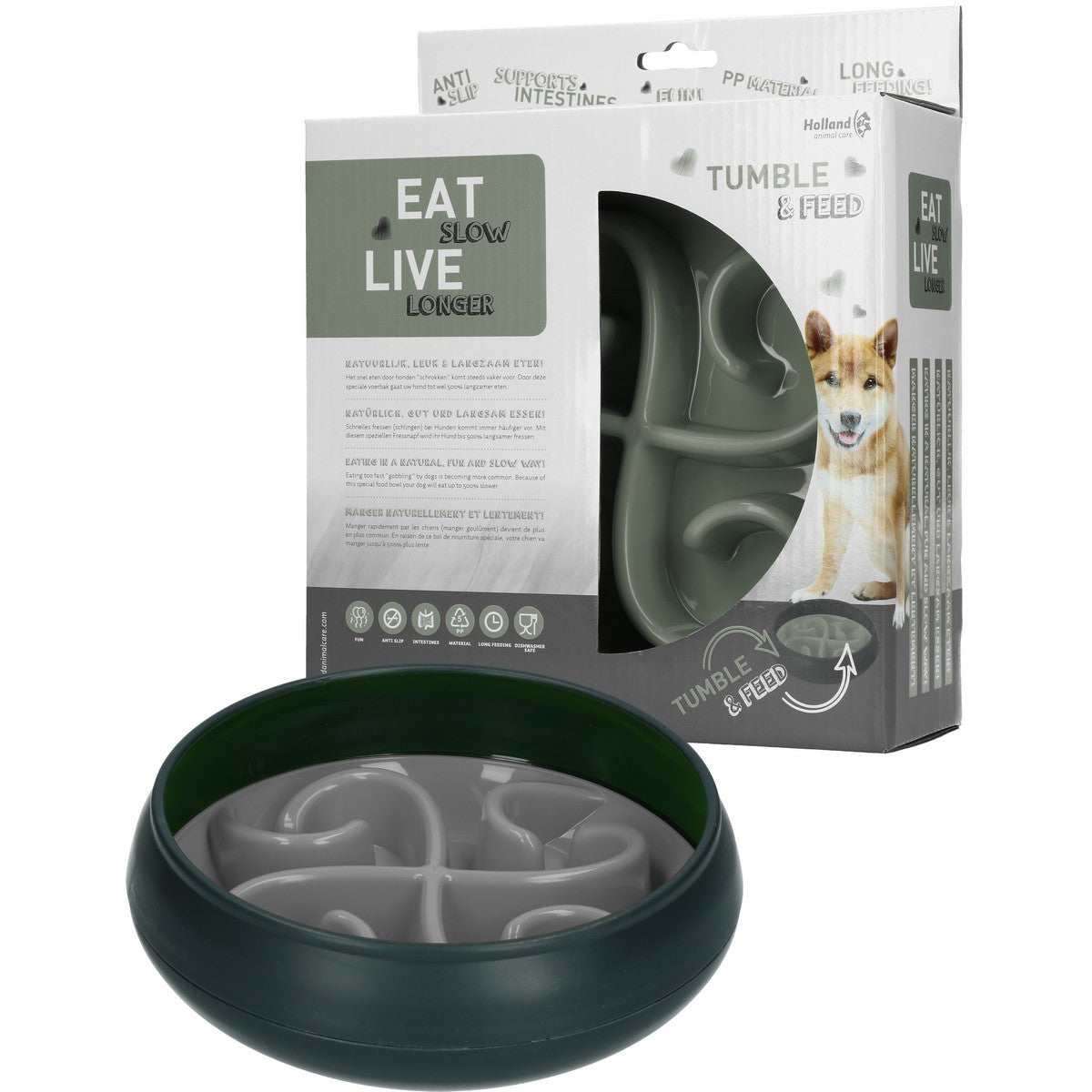 Eat Slow Live Longer Tumble Feeder Gris