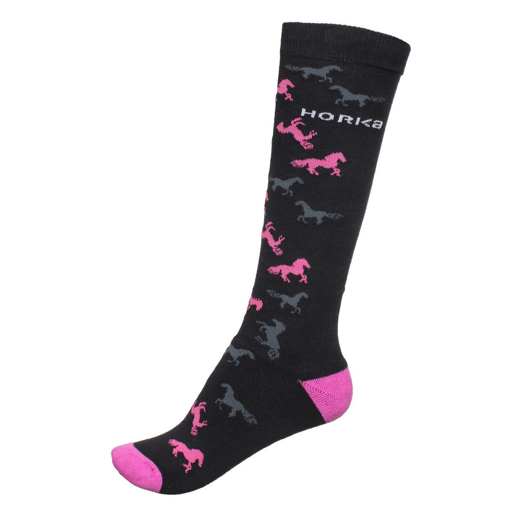 HORKA Calcetines de Equitación Horses Negro/Rosa