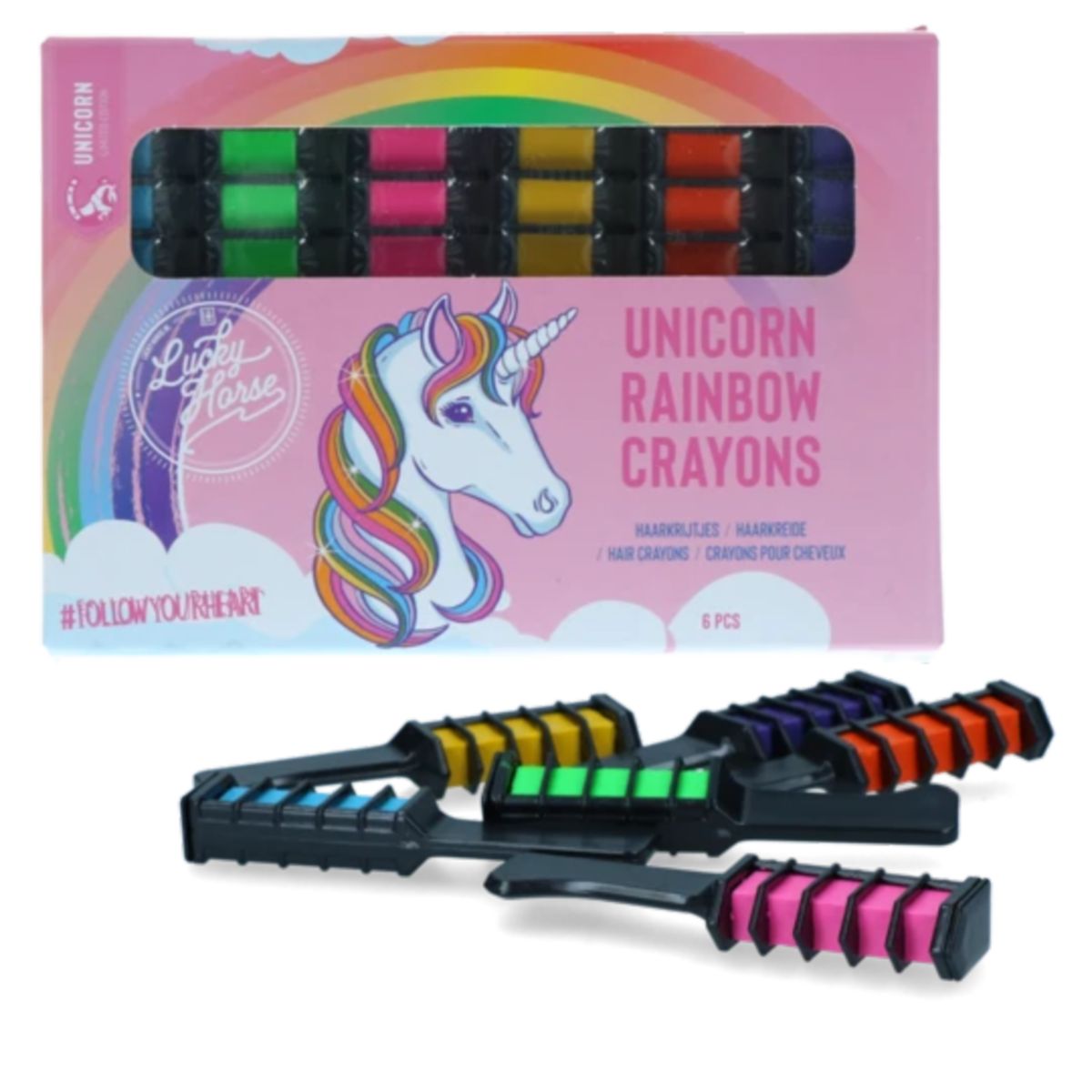 Lucky Horse Tiza para Cabello Unicornio Arcoiris