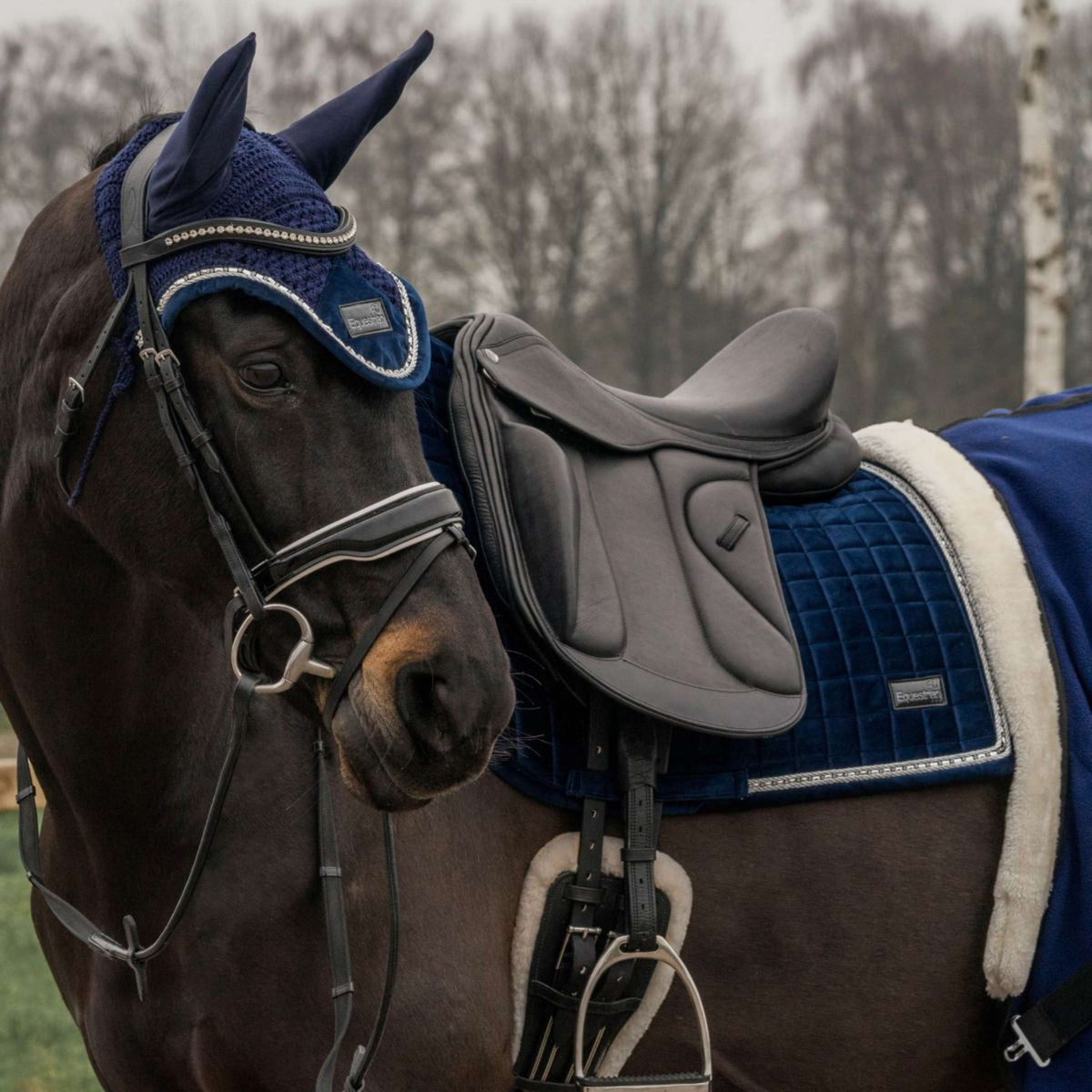 HORKA Bonete para Orejas Equestrian Pro Velvet Azul