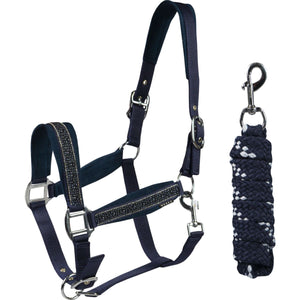 HORKA Juego de Cabestro Equestrian Pro Crystals & Pearls Azul