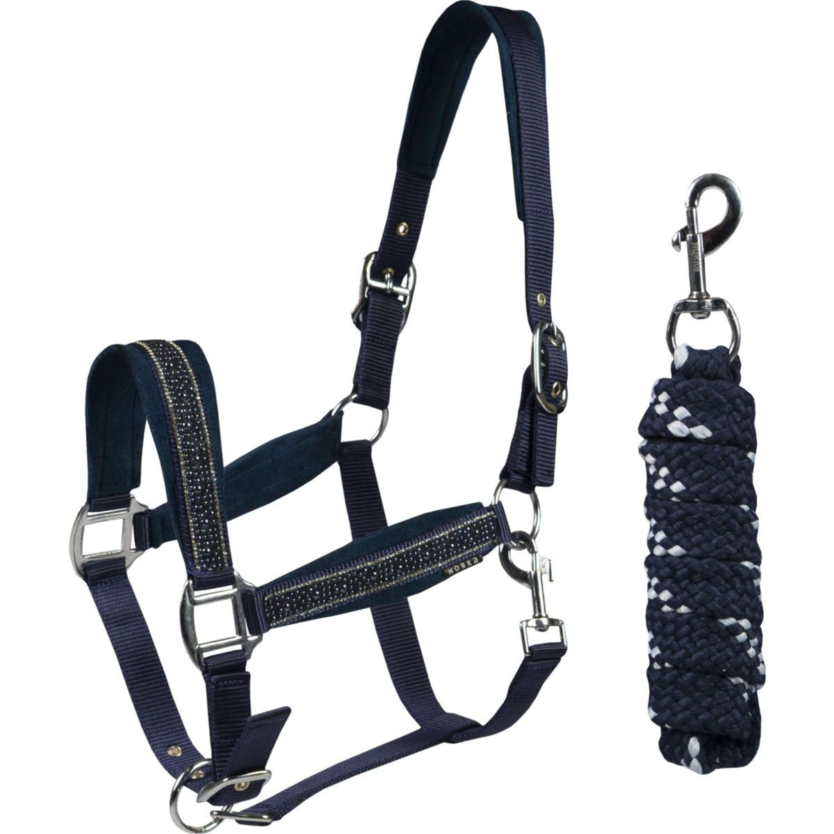 HORKA Juego de Cabestro Equestrian Pro Crystals & Pearls Azul